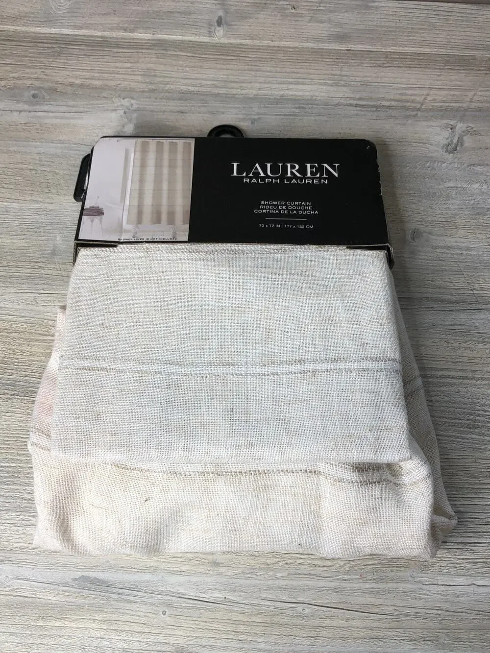 💥 RALPH LAUREN Shower Curtain Natural Beige Textured Stripe 70x72 NEW